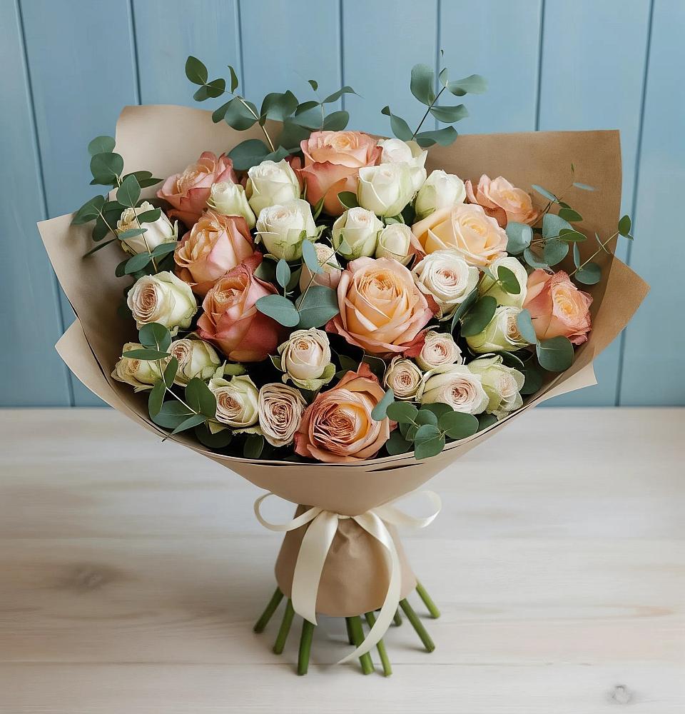 Букет цветов из: Альстромерии и Розы в Мухене